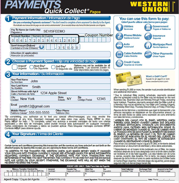 Western Union Quick Pay Instructions for International F/M/J Visas (Quick Pay Form)