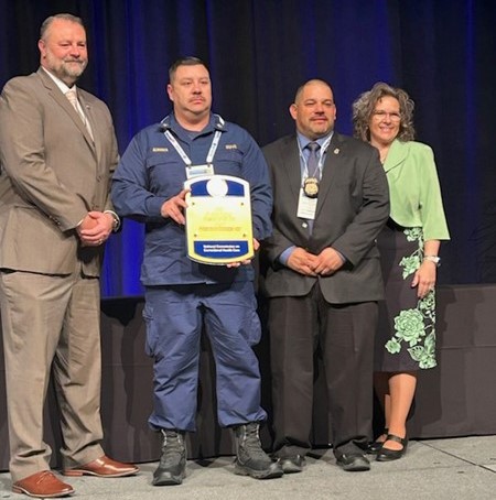 From left to right: Fred Meyer, managing director of NCCHC resources; IHSC Lt. Comm. Jacobo Almanza; Angel Garite, assistant field office director of ERO El Paso; and Wendy Habert, NCCHC director of accreditation.