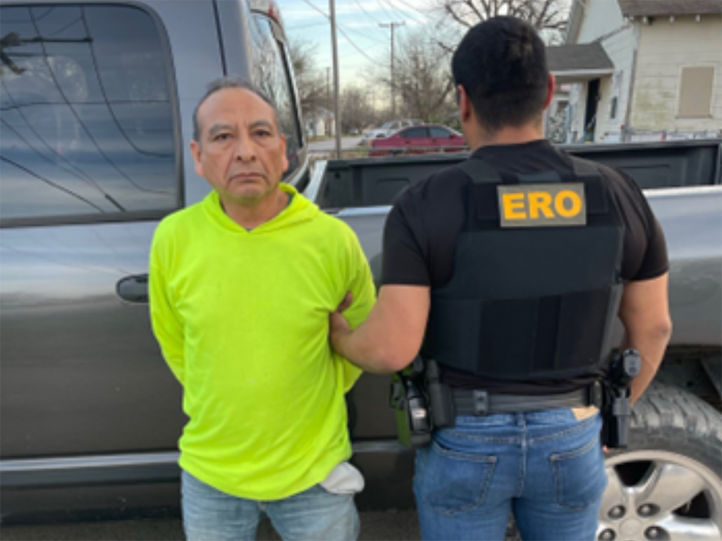 ICE arrested Jesus Vazquez Daniel, a 58-year-old undocumented alien from Mexico, Feb. 2 near Hillsboro, Texas. Vazquez is wanted in Hidalgo, Mexico, for aggravated homicide for allegedly beating a homeowner to death during an attempted burglary.