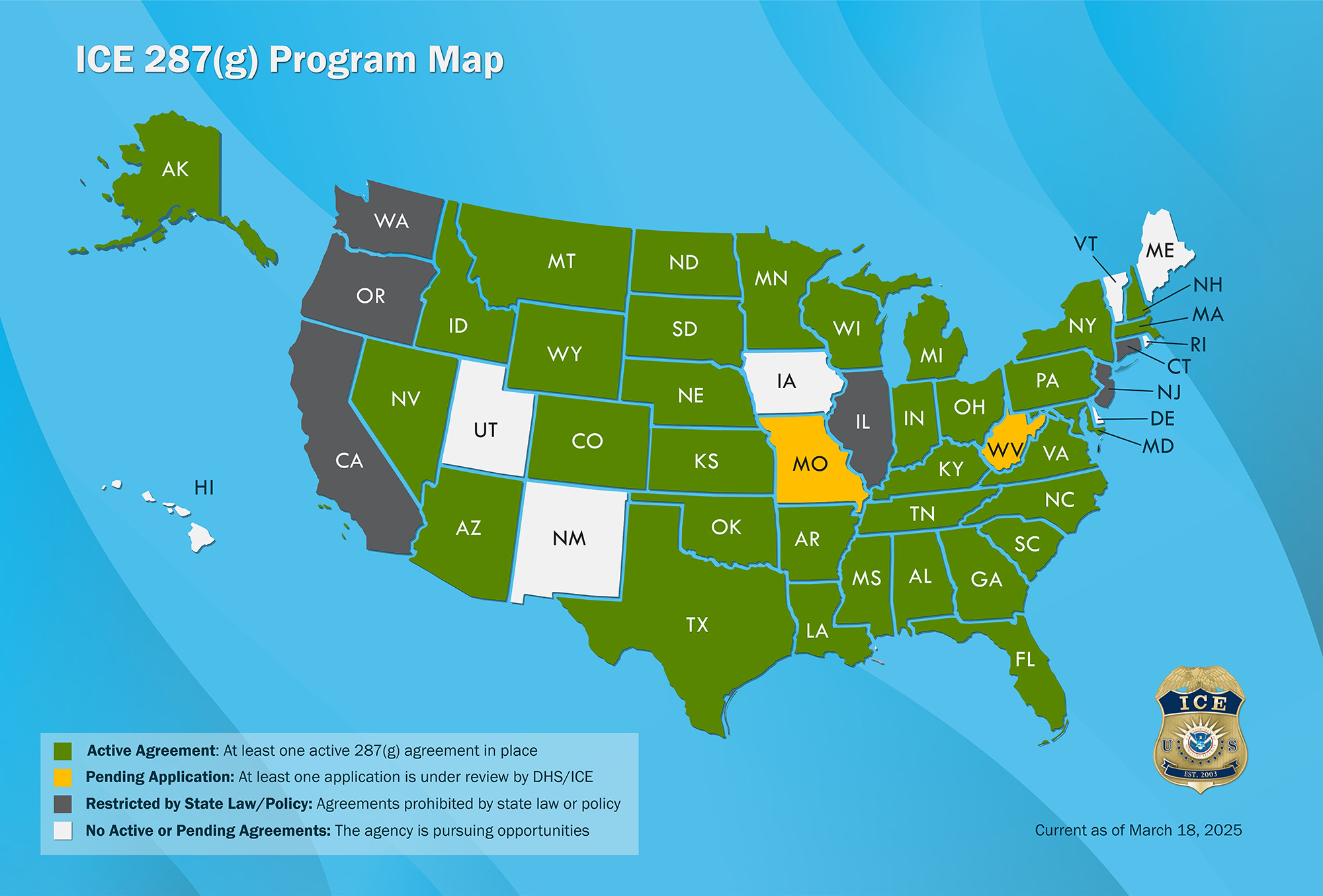 ICE 287(g) Program Map