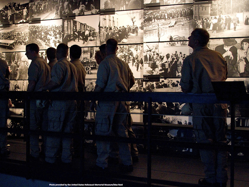 Group touring the U.S. Holocaust Memorial Museum