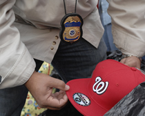 confiscated counterfeit goods from a Washington Nationals game in Washington, D.C.