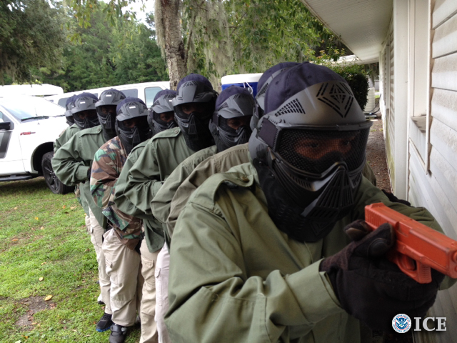 Dominican Republic students practicing entry training at the Federal Law Enforcement Training Center in Glynco, Ga.