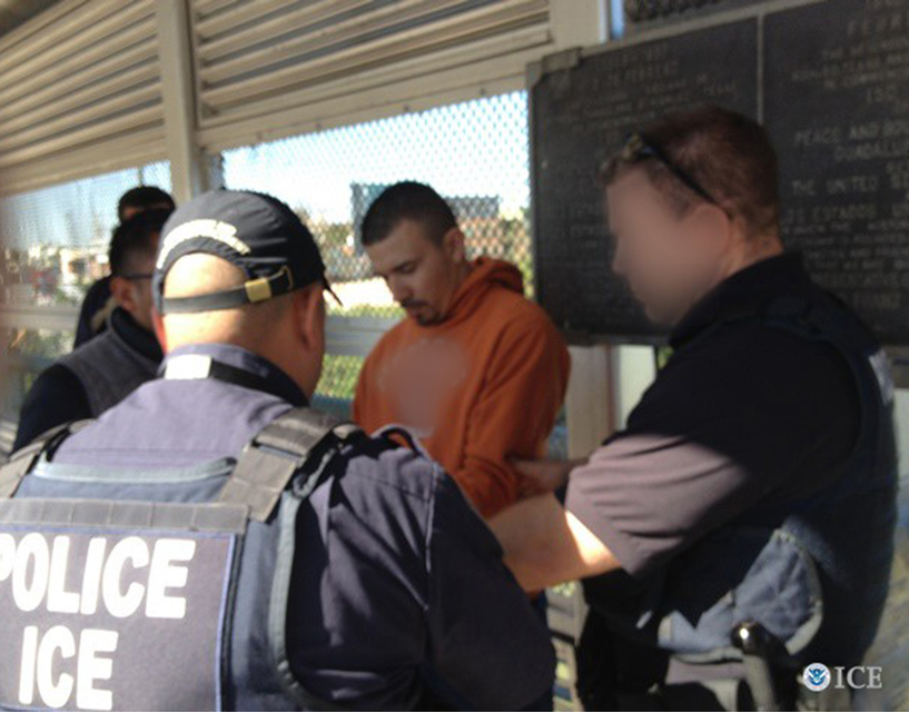 ICE officers transferred Angel Daniel Vasquez-Aleman to the custody of Mexican law enforcement authorities at the border crossing in Hidalgo, Texas, Feb. 26.