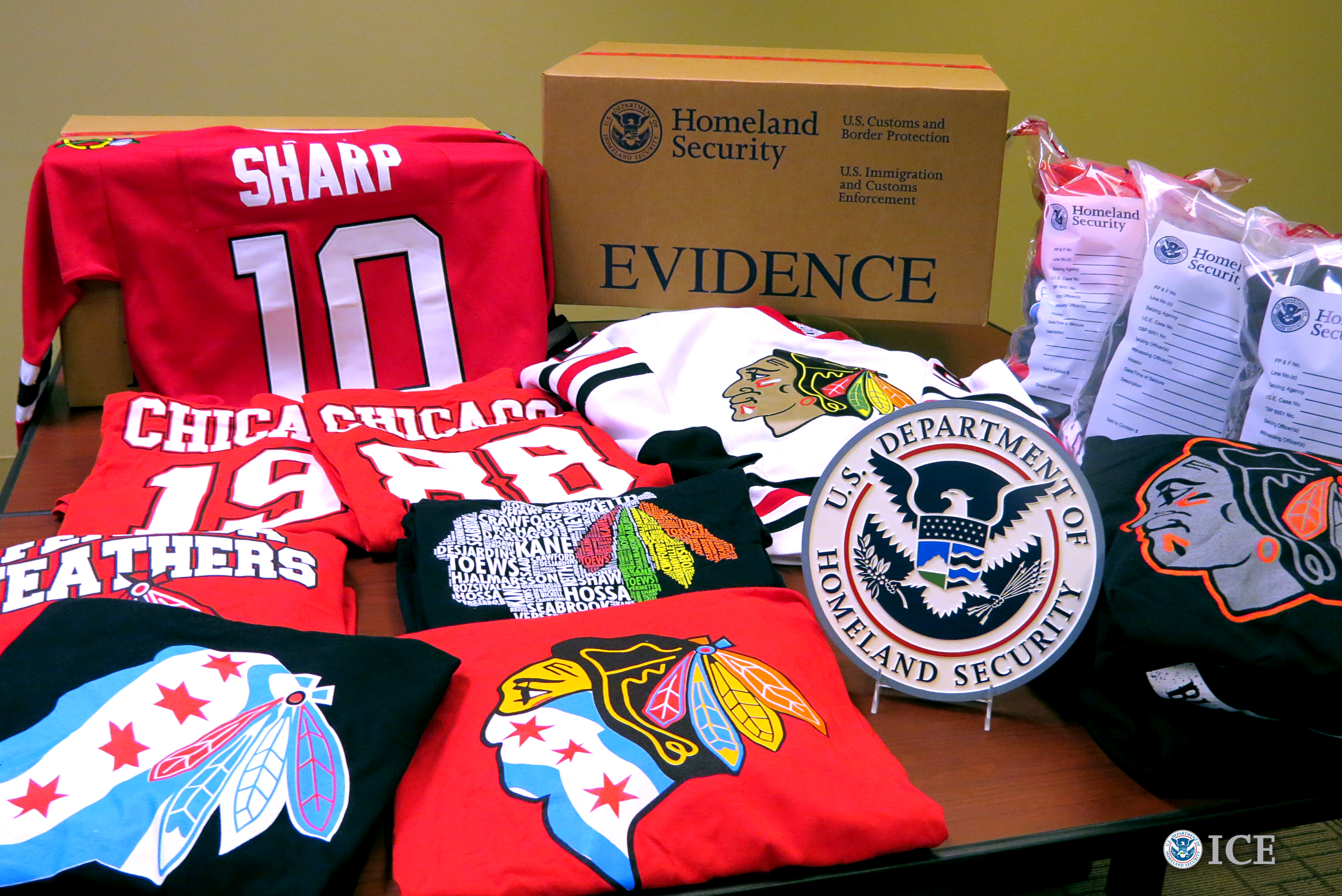 The enforcement initiative, dubbed Operation Team Player, resulted in the seizure of 4,376 items, including fake jerseys, hats, t-shirts, jackets and other souvenirs. The $181,215 value is based on the manufacturer’s suggested retail price of the counterfeit NHL merchandise.